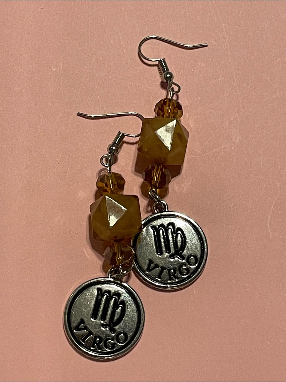Virgo Astrology Horoscope Crystal Cut Glass Bead Earrings #0226